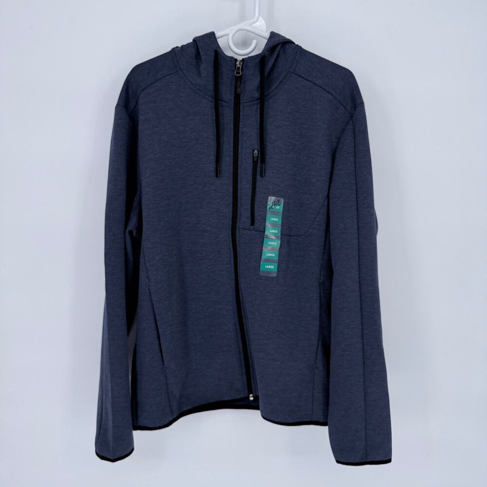 NWOT ZeroXposur Full Zip Hooded Jacket Mens‎ Large Blue Tech Fleece